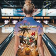Load image into Gallery viewer, Funny Tropical Rooster Chicken Bowling Shirt For Women Custom Vintage Bowling Jersey Polo &amp; 1/4 Zip TDM6475