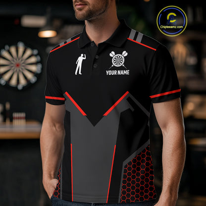 Darts Jersey For Men Custom Polo & Quarter Zip Darts Tournament Team Shirt  |Red TDM4746