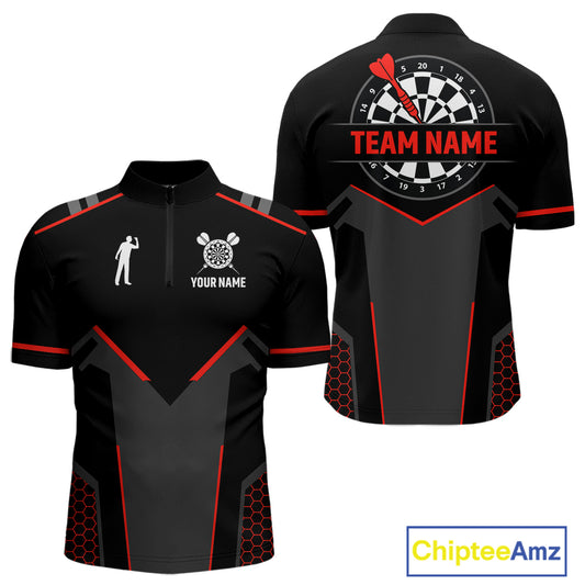 Darts Jersey For Men Custom Polo & Quarter Zip Darts Tournament Team Shirt  |Red TDM4746