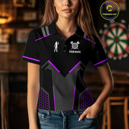 Darts Jersey For Women Custom Polo & Quarter Zip Darts Tournament Team Shirt  |Purple TDM4748