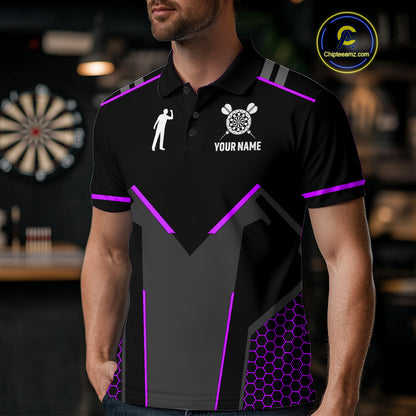 Darts Jersey For Men Custom Polo & Quarter Zip Darts Tournament Team Shirt  |Purple TDM4748