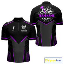 Load image into Gallery viewer, Darts Jersey For Men Custom Polo &amp; Quarter Zip Darts Tournament Team Shirt  |Purple TDM4748