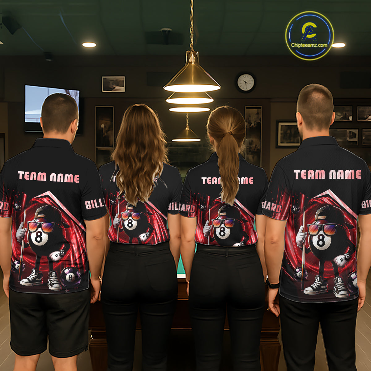 Red Funny 8 Ball Billiard Shirt For Men Custom Pool Team Shirt, Billiard Jersey Polo & 1/4 Zip TDM5645