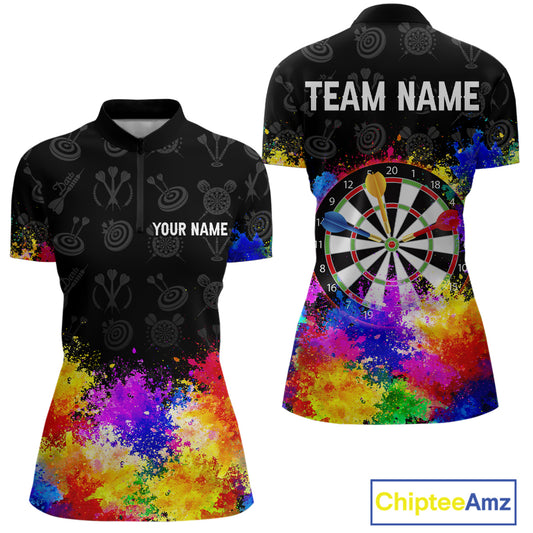 Funny Dartboard Colorful Grunge Dart Shirts For Women | Darts Team Jerseys – Polo & Quarter Zip TDM3964