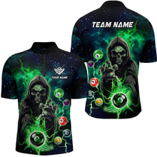 Load image into Gallery viewer, Green Billiard Grim Reaper Men Polo &amp; Quarter-Zip Shirts Customized Team League Billiard Jerseys TDM1752