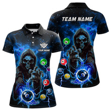 Load image into Gallery viewer, Blue Billiard Grim Reaper Women Polo &amp; Quarter-Zip Shirts Customized Team League Billiard Jerseys TDM1749