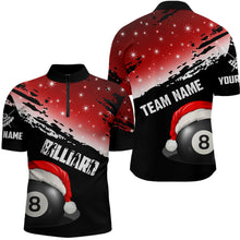 Load image into Gallery viewer, Black And Red Christmas Funny Santa 8 Ball Pool Billiard Shirts For Men Custom Xmas Billiard Jersey TDM2926