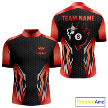 Load image into Gallery viewer, Black And Red 8 Ball Pool Crown Billiard Shirt For Men Custom Billiard Jersey Team Polo &amp; 1/4 Zip TDM4322