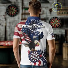 Load image into Gallery viewer, Personalized Grunge American Flag Eagle Darts Shirt For Men Custom Patriotic Darts Team Jersey TDM4756
