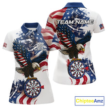 Load image into Gallery viewer, Personalized Grunge American Flag Eagle Darts Shirt For Women Custom Patriotic Darts Team Jersey TDM4756