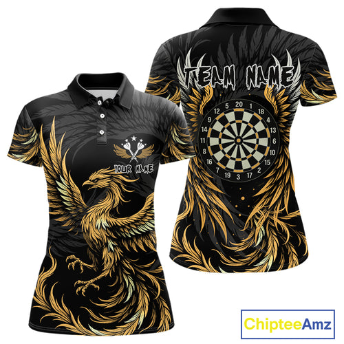 Personalized Phoenix Dartboard Wings Women's Dart Shirts Custom Yellow And Black Darts Team Jerseys TDM4585