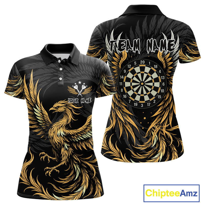 Personalized Phoenix Dartboard Wings Women's Dart Shirts Custom Yellow And Black Darts Team Jerseys TDM4585