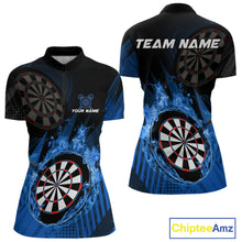 Load image into Gallery viewer, Blue Dartboard Fire Flame Darts Shirt For Men Custom Darts Jersey, Dart Team Shirt Polo &amp; 1/4 Zip TDM4800