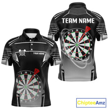 Load image into Gallery viewer, Black And White Dartboard Lights Custom Darts Polo &amp; Quarter Zip For Men, 3D Darts Team Jersey TDM4802