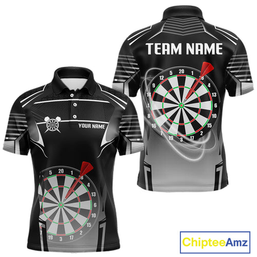Black And White Dartboard Lights Custom Darts Polo & Quarter Zip For Men, 3D Darts Team Jersey TDM4802