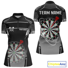 Load image into Gallery viewer, Black And White Dartboard Lights Custom Darts Polo &amp; Quarter Zip For Women, 3D Darts Team Jersey TDM4802