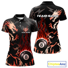 Load image into Gallery viewer, Black And Red Flaming 8 Ball Pool Shirt For Men Custom Dragon Billiards Team Jersey Polo &amp; 1/4 Zip TDM4812