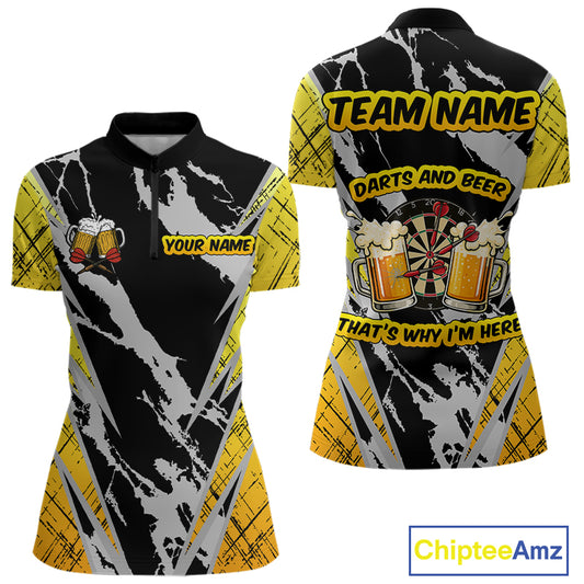 Darts And Beer That's Why I'm Here Custom Grunge Dart Shirt For Women, Drinking Darts Jerseys |Black TDM4234