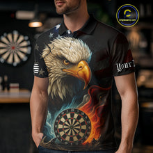 Load image into Gallery viewer, Personalized Eagle Flame Darts Shirt For Men Custom Patriotic American Flag Team Darts Jersey TDM4820