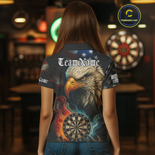 Load image into Gallery viewer, Personalized Eagle Flame Darts Shirt For Women Custom Patriotic American Flag Team Darts Jersey TDM4820