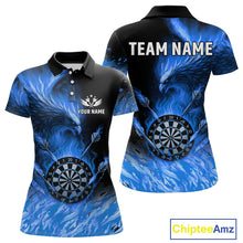 Load image into Gallery viewer, Blue Flaming Phoenix Darts Jerseys Custom Darts Shirt For Women, Darts Team Polo &amp; Quarter Zip TDM4663