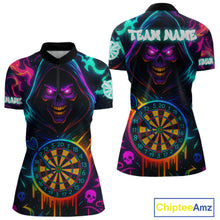 Load image into Gallery viewer, Colorful Neon Dartboard Grim Reaper Darts Shirt For Women Custom Darts Jerseys Team Polo &amp; 1/4 Zip TDM4669