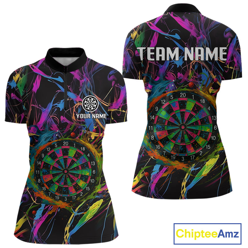 Funny Colorful Dartboard Graffiti Style Dart Shirts For Women Custom Darts Team Jerseys, Darts Gifts TDM4113