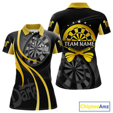 Load image into Gallery viewer, Black And Yellow Darts Jersey For Women Custom Team Polo &amp; Quarter Zip Darts Shirt Uniform TDM4487