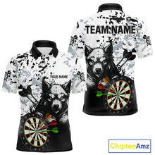 Load image into Gallery viewer, Personalized Grunge White Black Funny Wolf Darts Shirt For Men Custom Team Darts Jersey Outfit TDM4494