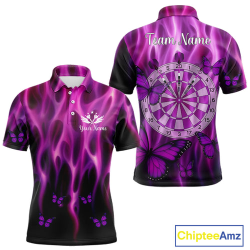 Personalized Pink Flaming Butterflies Darts Shirt For Men Custom Darts Jersey, Funny Darts Gift TDM4749