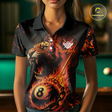 Load image into Gallery viewer, Personalized 8 Ball Chain Flame Tiger Billiard Shirt For Women, Pool Team Jerseys Polo &amp; 1/4 Zip TDM4395