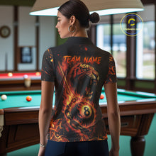 Load image into Gallery viewer, Personalized 8 Ball Chain Flame Tiger Billiard Shirt For Women, Pool Team Jerseys Polo &amp; 1/4 Zip TDM4395