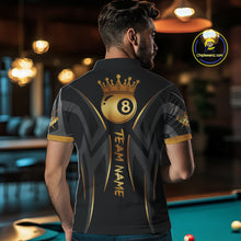 Load image into Gallery viewer, Black And Gold 8 Ball Crown Tribal Billiard Shirt For Men Custom Pool Team Jersey Polo &amp; 1/4 Zip TDM4415