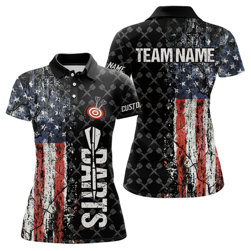 Grunge Vintage American Flag Custom Retro Dart Shirts For Women, Pride Team Patriotic Dart Jerseys TDM3693