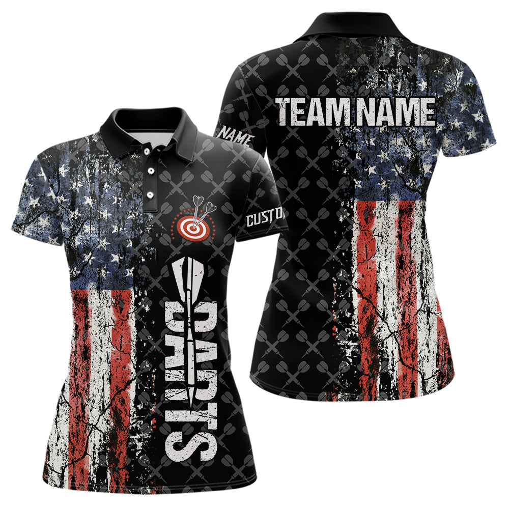 Grunge Vintage American Flag Custom Retro Dart Shirts For Women, Pride Team Patriotic Dart Jerseys TDM3693