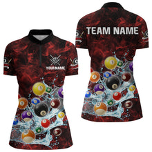 Load image into Gallery viewer, Funny Billiard Balls In Water Custom Smoke Pattern Women Billiard Shirts, Pool Billiard Jerseys |Red TDM2988