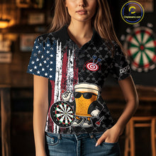Load image into Gallery viewer, Vintage Grunge American Flag Funny Beer Darts Shirt For Women Custom Patriotic Darts Team Jerseys TDM4616