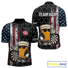 Load image into Gallery viewer, Vintage Grunge American Flag Funny Beer Darts Shirt For Men Custom Patriotic Darts Team Jerseys TDM4616