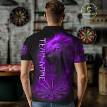 Load image into Gallery viewer, Personalized Fire Flame Lion Darts Shirt For Men Custom Purple Darts League Jersey Polo &amp; 1/4 Zip TDM4679