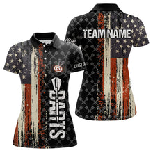 Load image into Gallery viewer, Vintage American Flag Darts Shirt For Women Custom Darts Jersey Pocket Option TDM3516