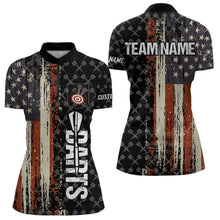 Load image into Gallery viewer, Vintage American Flag Darts Shirt For Women Custom Darts Jersey Pocket Option TDM3516