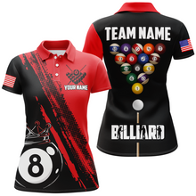 Load image into Gallery viewer, Personalized 8 Ball Pool Crown Billiard Jerseys Polo &amp; 1/4 Zip For Women, Billiard Team Shirts| Red TDM2990