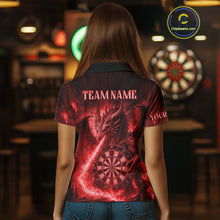 Load image into Gallery viewer, Red Flaming Dragon Darts Jersey For Women Custom Polo &amp; Quarter Zip Darts League Team Shirt TDM4586