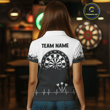 Load image into Gallery viewer, Personalized White Black Heartbeat Darts Shirt For Women Custom Grunge Darts Jersey Polo &amp; 1/4 Zip TDM4530