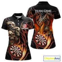 Load image into Gallery viewer, Personalized Skull &amp; Dragon Darts Shirt For Women Custom Lightning Dartboard Team Jersey |Orange TDM4535