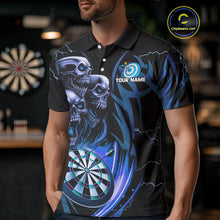 Load image into Gallery viewer, Personalized Skull &amp; Dragon Darts Shirt For Men Custom Lightning Dartboard Team Jersey |Blue TDM4536