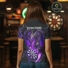 Load image into Gallery viewer, Personalized Skull &amp; Dragon Darts Shirt For Women Custom Lightning Dartboard Team Jersey |Purple TDM4537