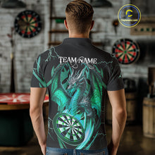 Load image into Gallery viewer, Personalized Skull &amp; Dragon Darts Shirt For Men Custom Lightning Dartboard Team Jersey |Turquoise TDM4778