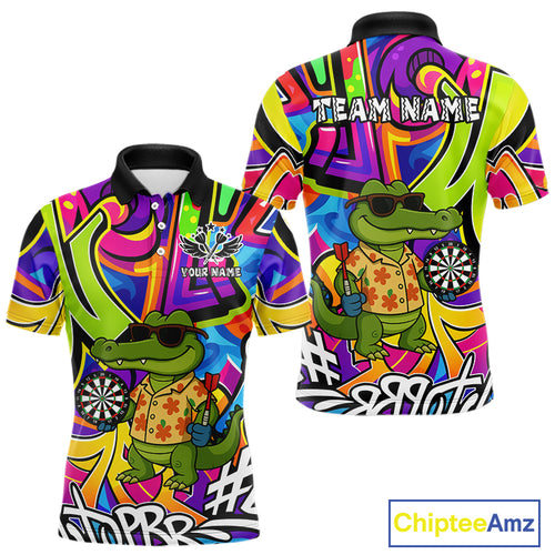 Funny Alligator Colorful Graffiti Style Custom Darts Shirt For Men Best Darts Jersey Team Outfit TDM4781