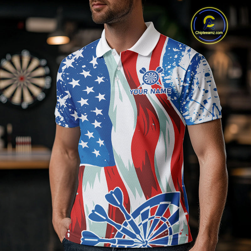 American Flag Dartboard Paint Patriotic Darts Shirt For Men Custom Darts Jerseys Polo & 1/4 Zip TDM4607